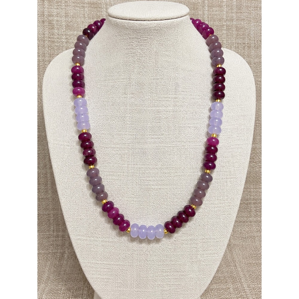 Berry Colorblock Dopamine Necklace Purple Dyed Jade Beaded Statement Jewelry